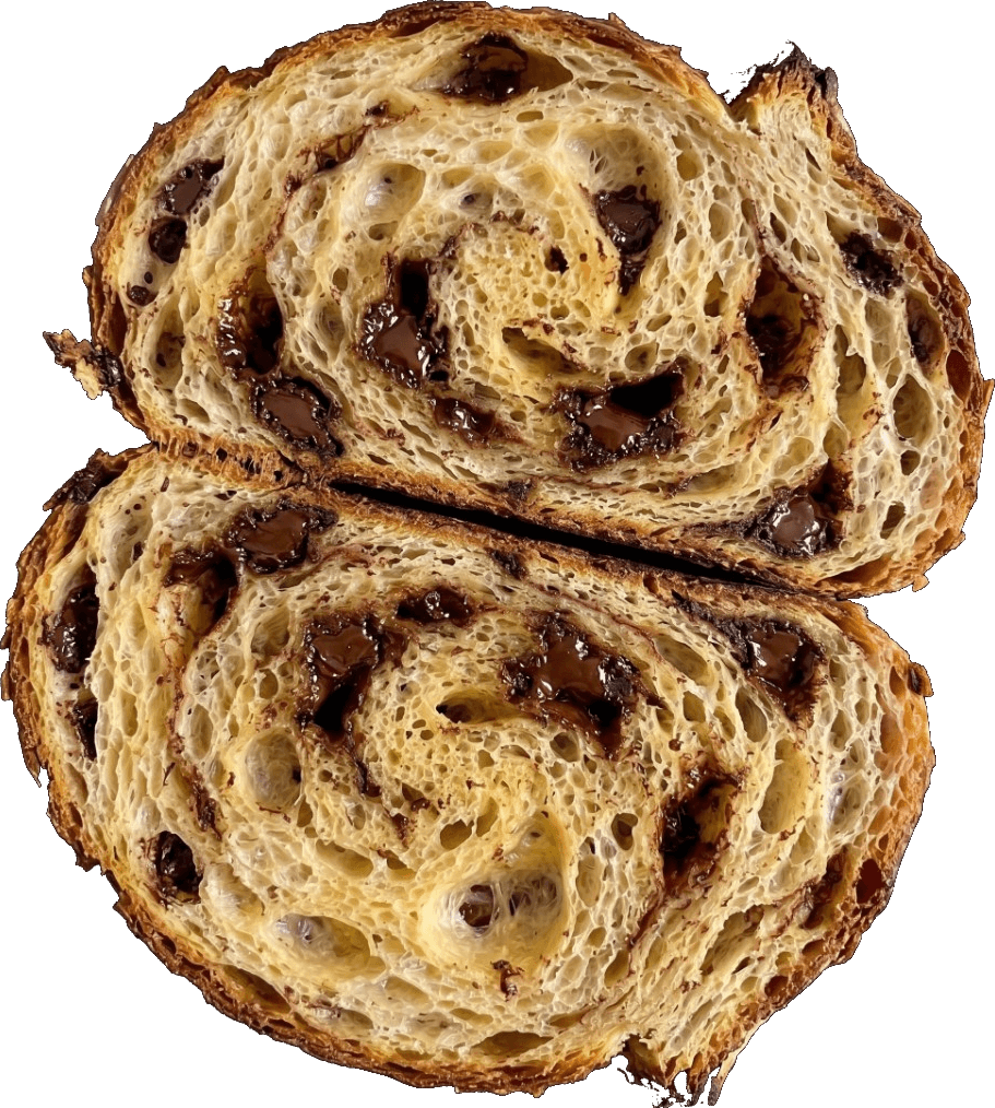 Chocolate swirl, cut open